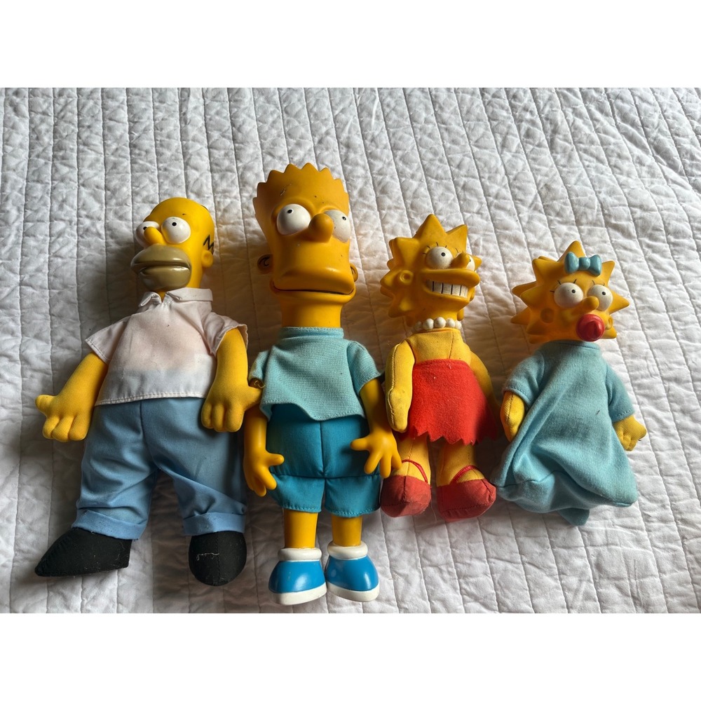 Vintage 1990 The Simpsons Plush Doll Set Homer Bart Lisa‎ Maggie Matt Groening